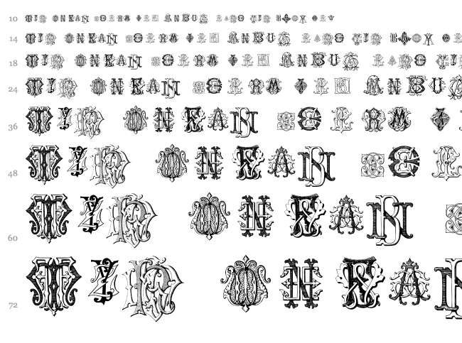 Intellecta Monograms font waterfall